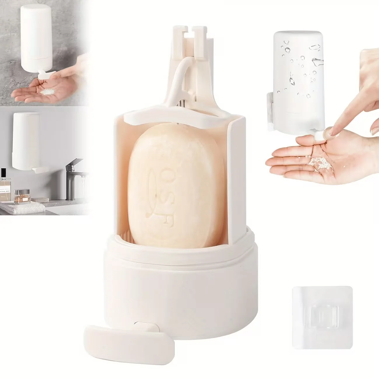 Wall-Mounted Soap Grinder for Bar Soap, Featuring a No-Drill Design, Adjustable to Three Levels