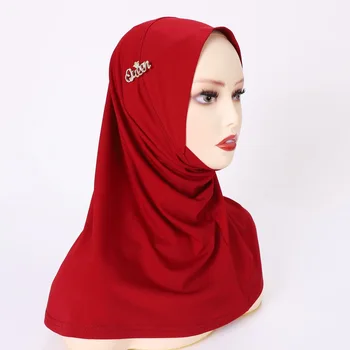 Wholesale Solid Color Muslim Ethnic Scarves & Shawls Crystal Linen Alloy Jewelry with Letter Headgear Style