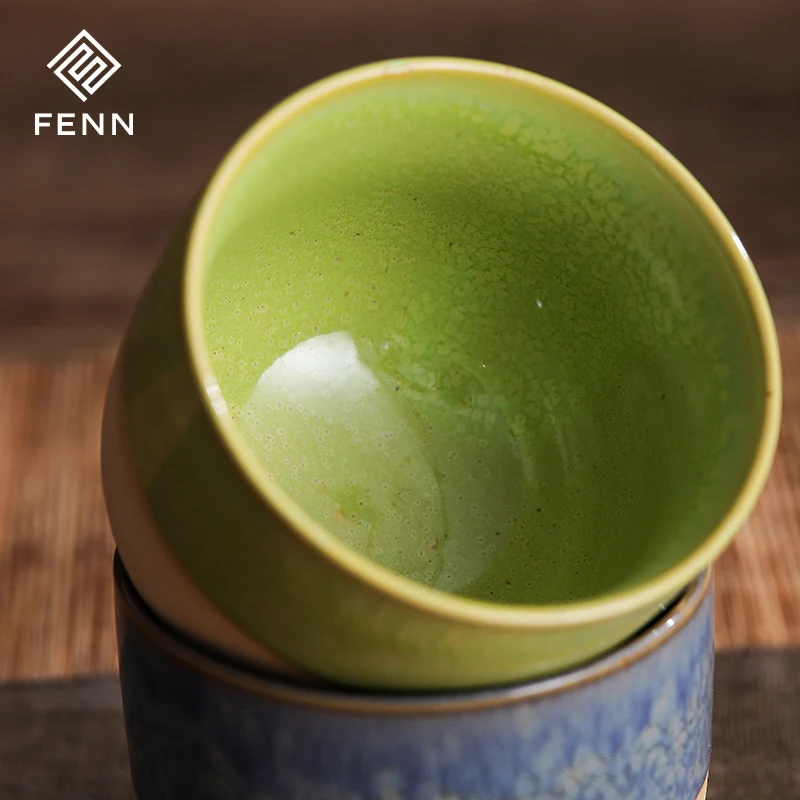  wholesale tea cup stoneware coffee mug green glazed ceramic cup sublimation for tea-63