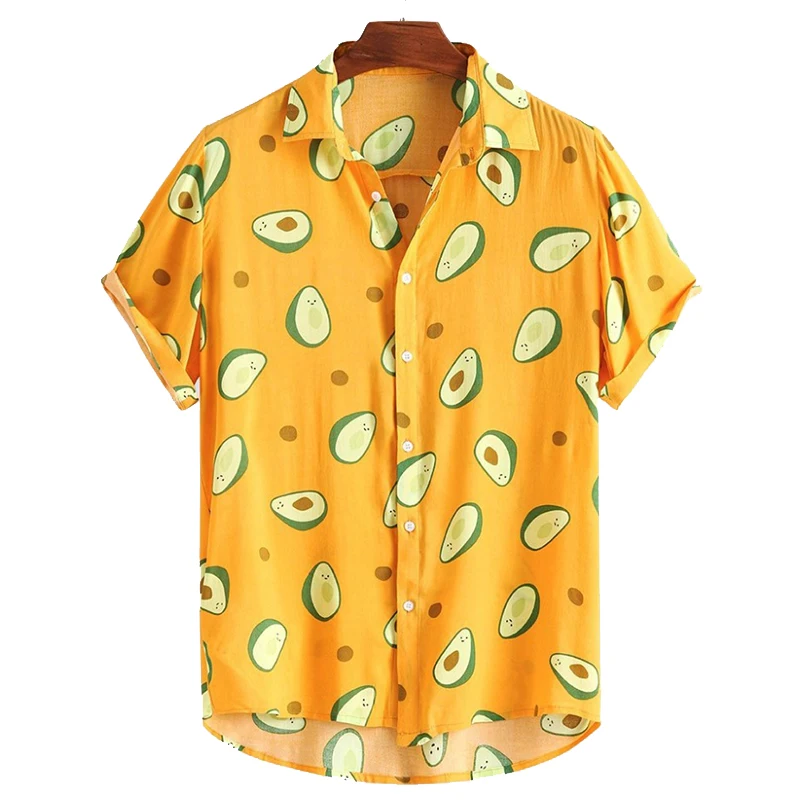 V.H.O. Funky Hawaiian Shirt - Unisex Short Sleeve Beach Shirt, Terivoile Fabric, Yellow Print, Sizes XS To 6XL - View #10