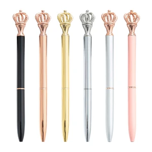 Cute Crown-Shape Rose Gold Color Metal Ballpoint Pen with Custom Logo for Promotion Gifts Sports Style Twist Ink Mechanism