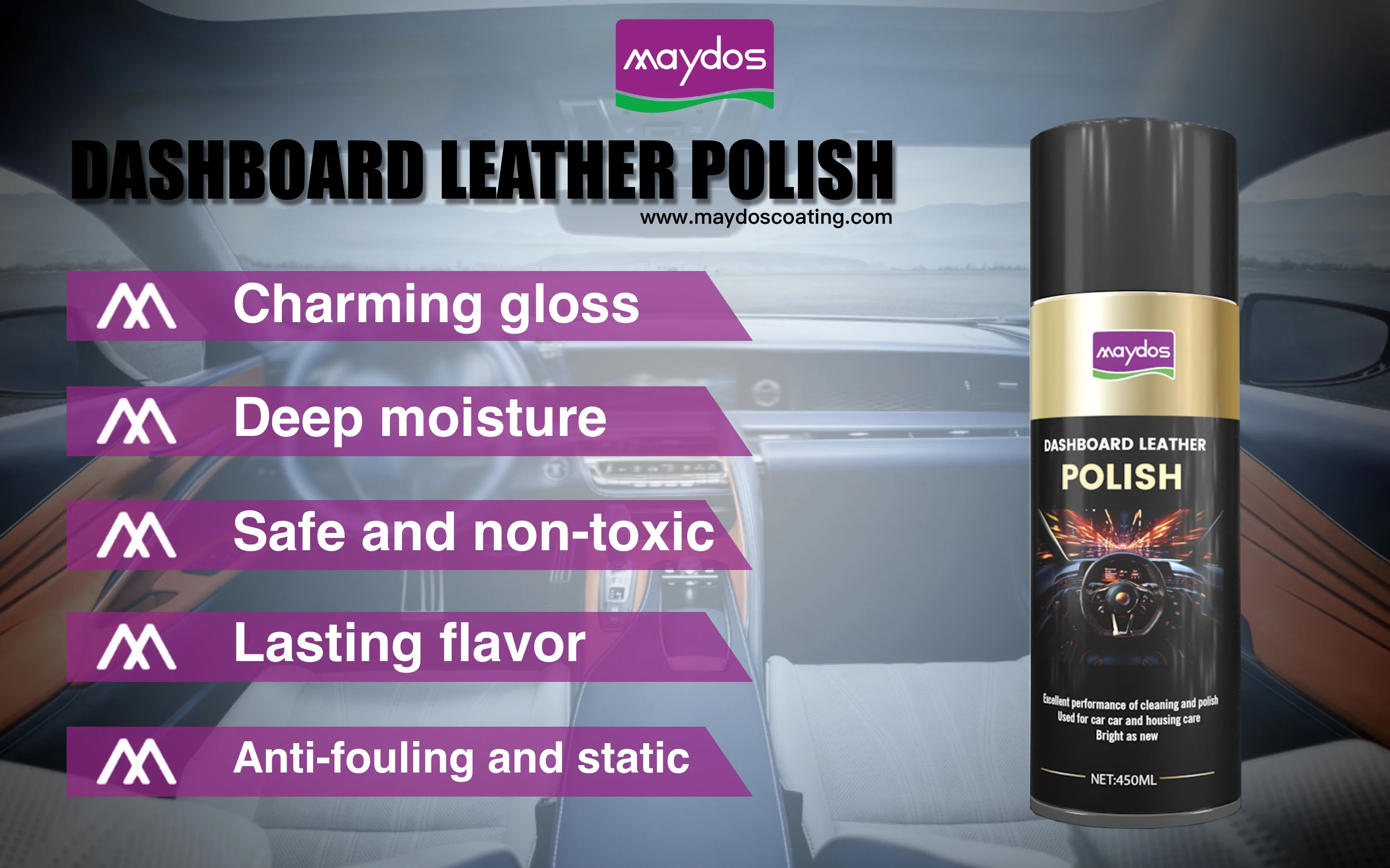 Detailing Repels Dust Tyre Shine Dashboard Leather Spray Foam Cleaner
