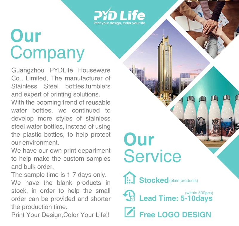 PYD Life 17 oz 25 oz 30 oz Custom Stainless Steel Blank Sublimation Sport Water Bottles Tumblers Wholesale Bulk with Straw Lid