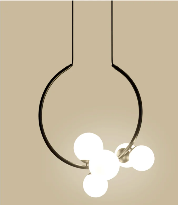Nordic creative glass ball ring chandelier simple restaurant cafe  room decoration chandelier pendant