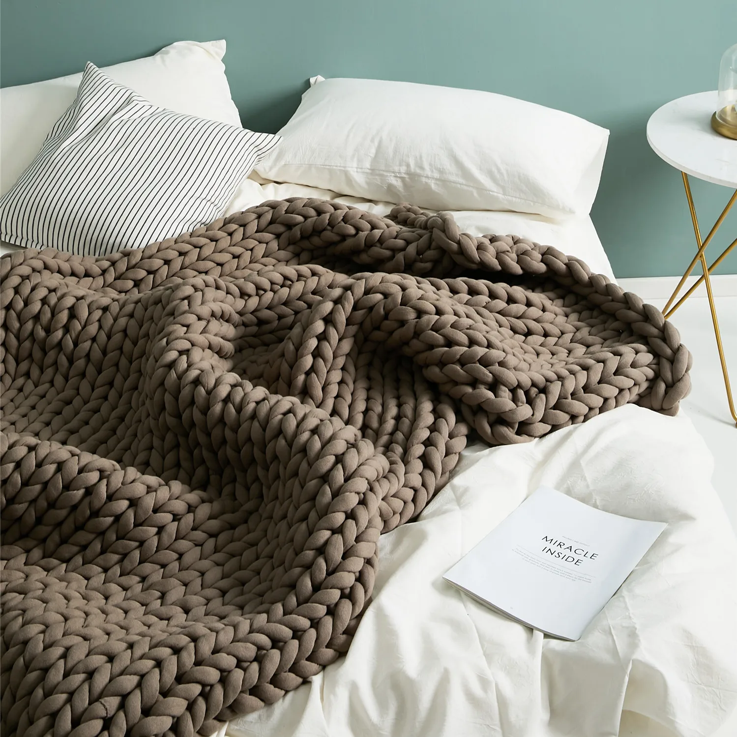 Chunky Knit Weighted Blanket LLY Custom Wholesale Cotton 15 Pounds 15lb 25lbs Bed Room Wearables Custom Color YIRUIO