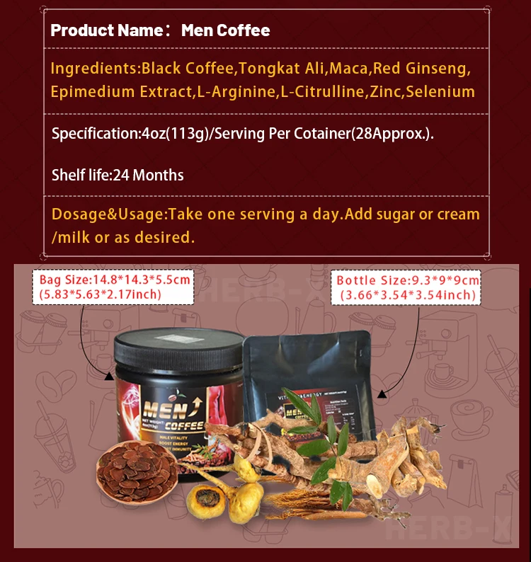 Man Power Energy Coffee Instant Tongkat Ali Mix Ginseng Root Extract