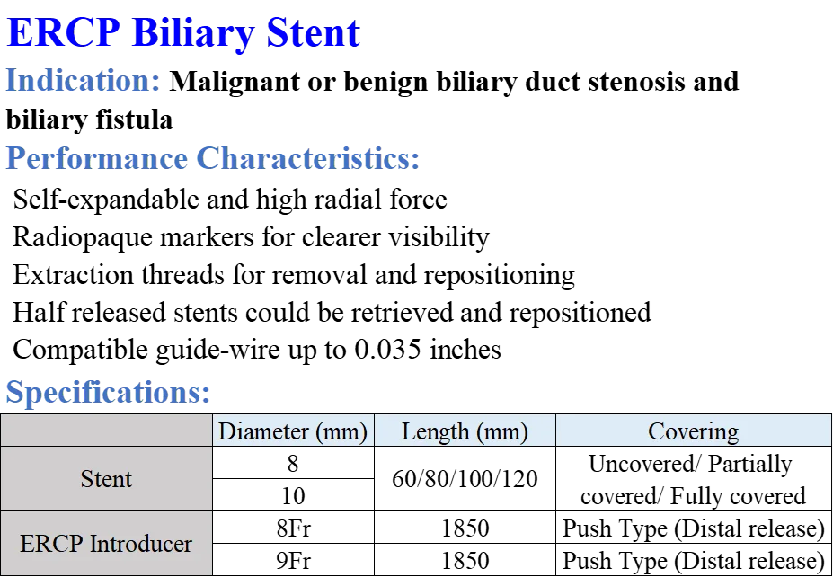 Non-vascular metallic vertical cylinder shape uncovered biliary stents medical device