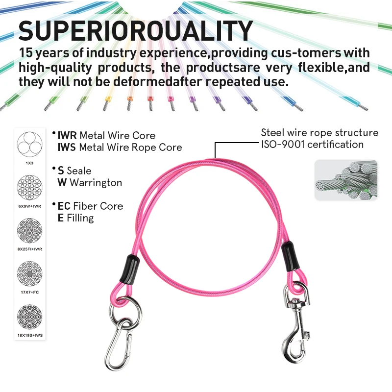 Available 304 Stainless Steel Wire Rope Cable Hardware Swage Eye End Fittings Coated Steel Braided Cable Sling