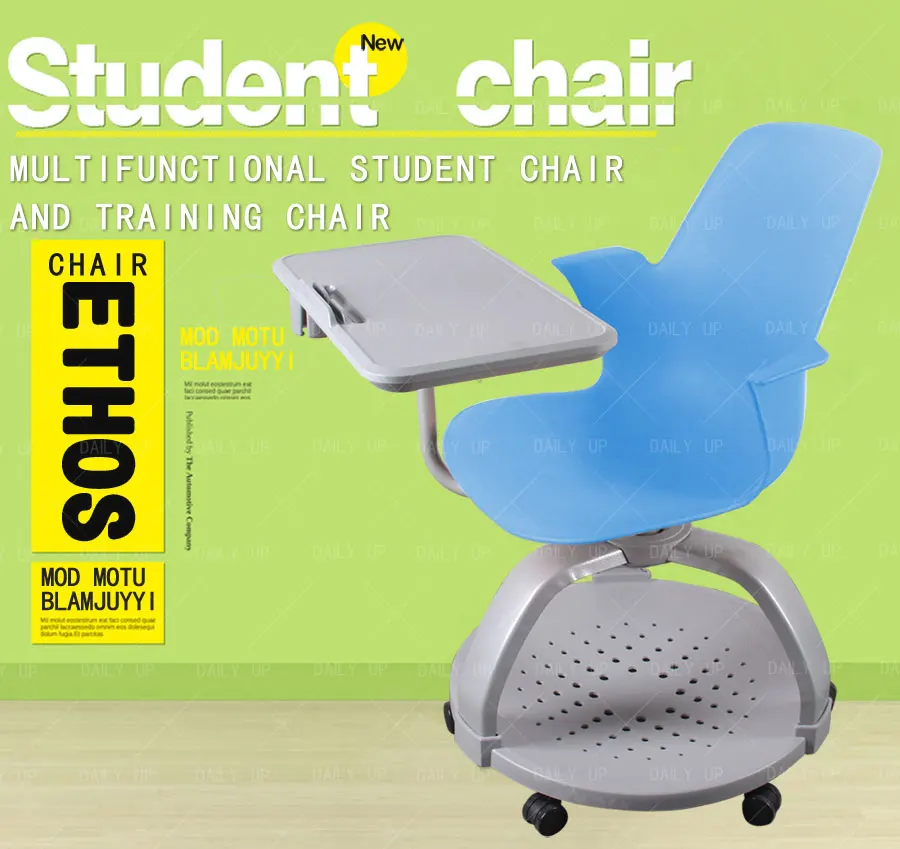Multi-Functional Swivel Training Chair With Tablet Adjustable Student Chair With Large Book Holder For School Classroom