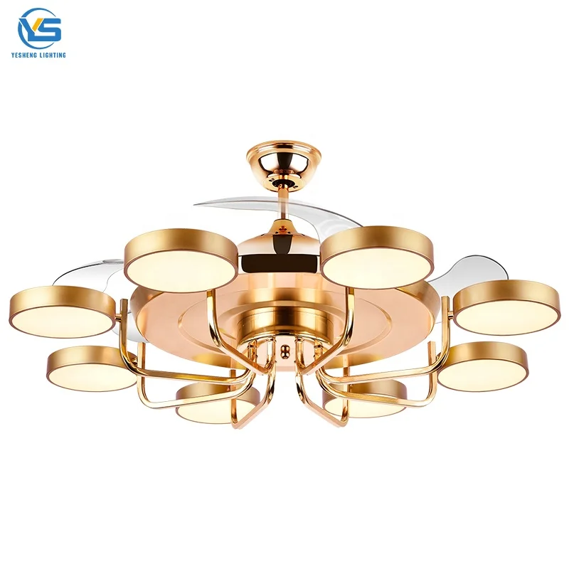 763B 48 Invisible Ceiling Fan Lamp Remote Control Dimmable Led Chandelier Light