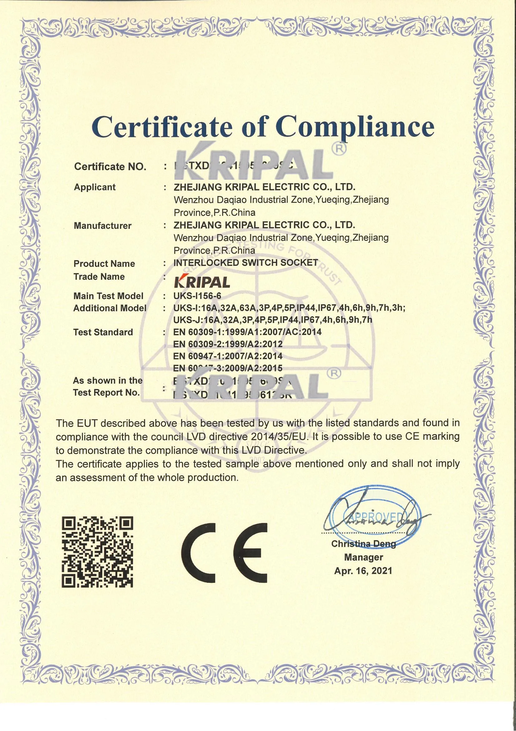 Zhejiang Kripal Electric Co., Ltd.