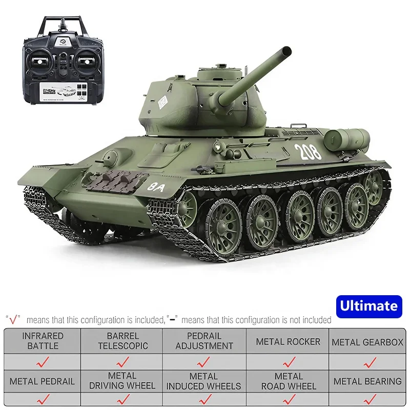 Heng Long 3909-1 Soviet T-34 85 1/16 RC Tank Model Toy
