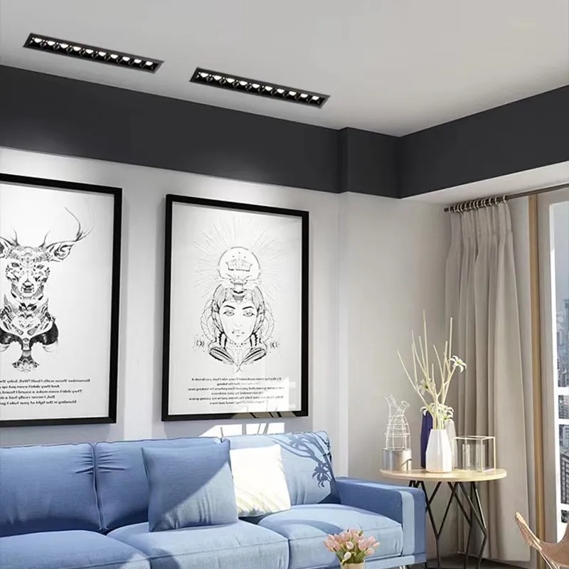 Aluminum LED Linear Ceiling Spotlight Anti-Glare for Living Room with Grid Design