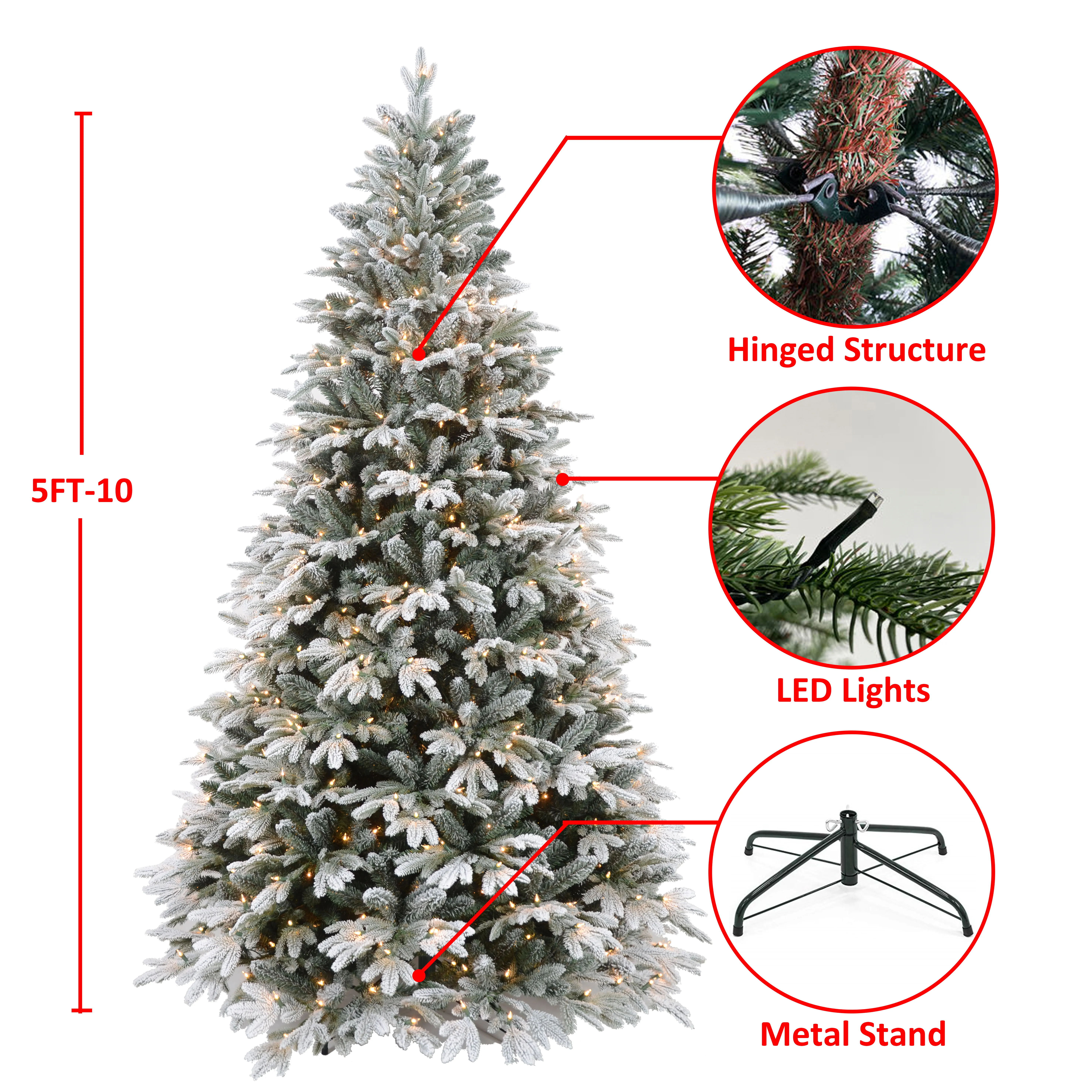 High Quality Prelit Artificial Christmas Tree Pe Pvc Snow Flocked ...