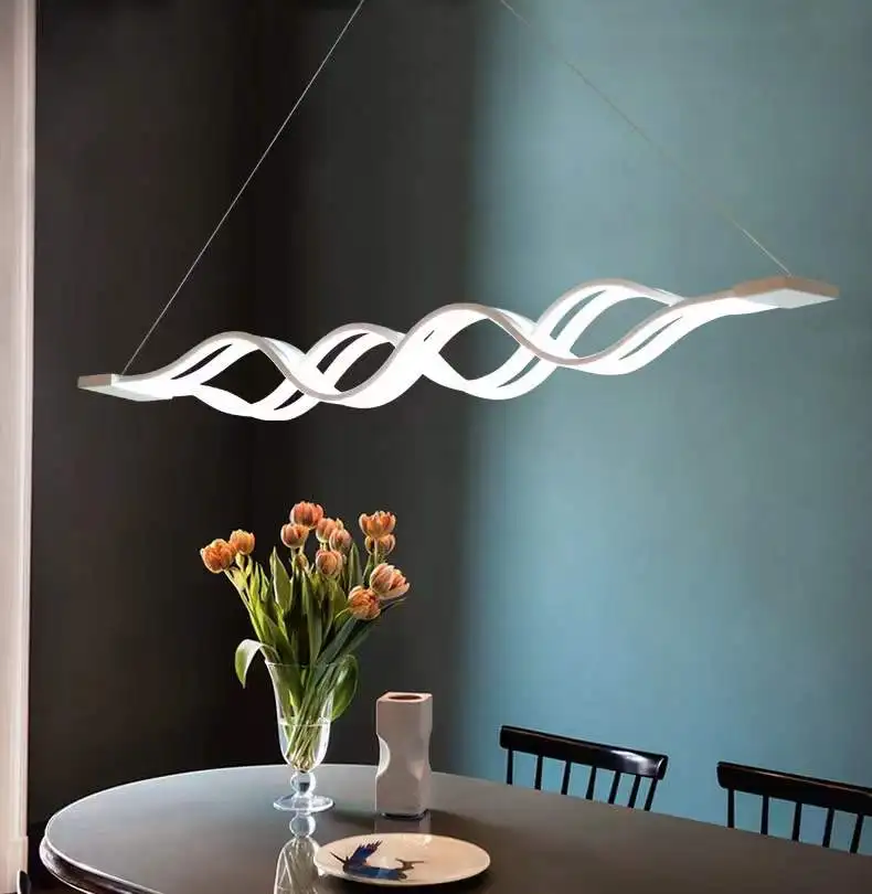Modern LED Ceiling Chandelier Hanging Light Fixture, Aluminum 60W LED Chandelier Dimmable LED Pendant Light for Dinning Room
