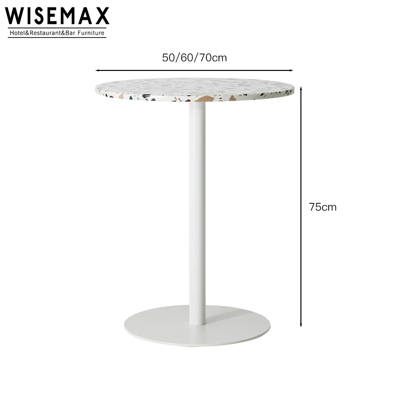 WISEMAX FURNITURE Nordic Minimal Terrazzo Round Dining Table Restaurant Coffee Shop Cafe Table square bar Table Commercial Use