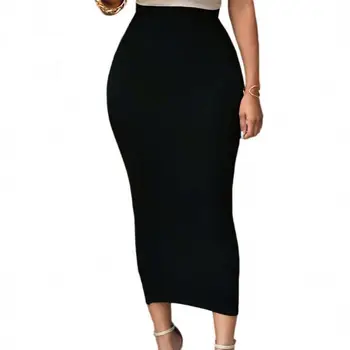 Wholesale Black High Elastic Waisted Slim Fit Bodycon Maxi Long Women Pencil Skirt