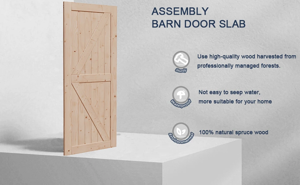 Puerta corrediza de granero de madera con marco en K, pretaladrada y lista para ensamblar, tamaño 36" x 84" 9