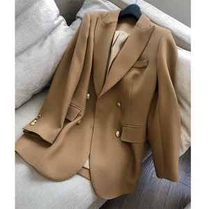 High Quality Spot Manufacturers Wholesale blazer Mandarin Collar Polyester/Rayon Woven Slim Women Single Button 2026 Spring