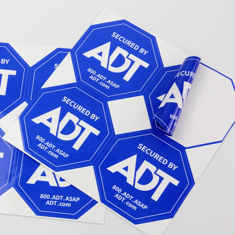 ADT Security Sign Outdoor Durable UV Proof Printing Custom Reusable Removable  Window Decal Double Sided Sticker