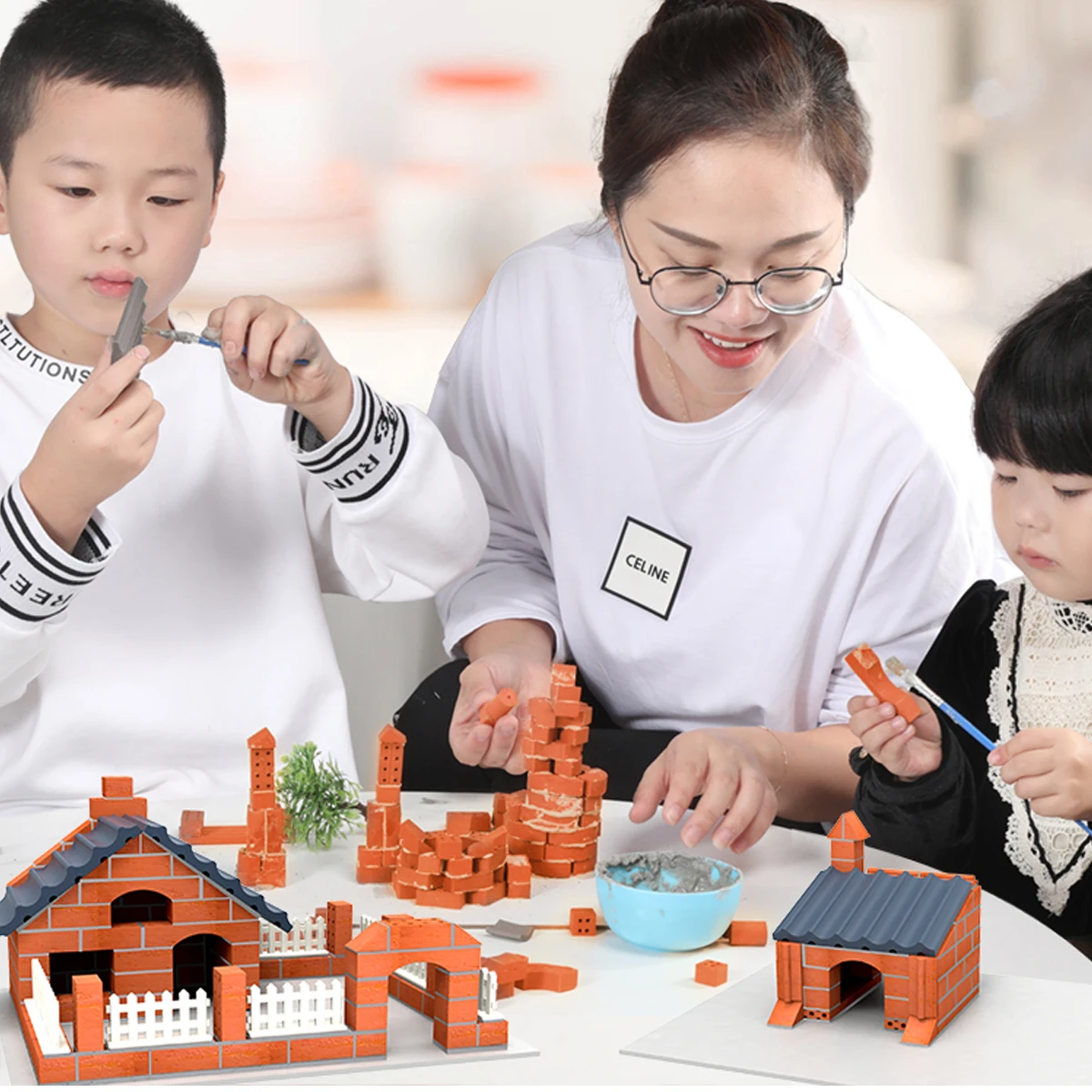 24Pcs Mini Cement Bricks And Mortar Let You Build Your Own Tiny Wall Mini Toy US 