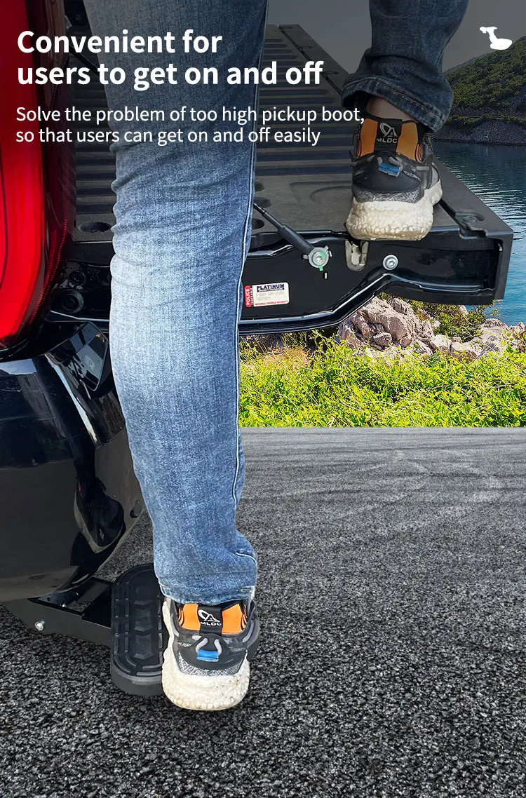 Custom Rear Bed Step Retractable Bumper Truck Tailgate Step for Ford F-150 trunk foot board F150 folding step details