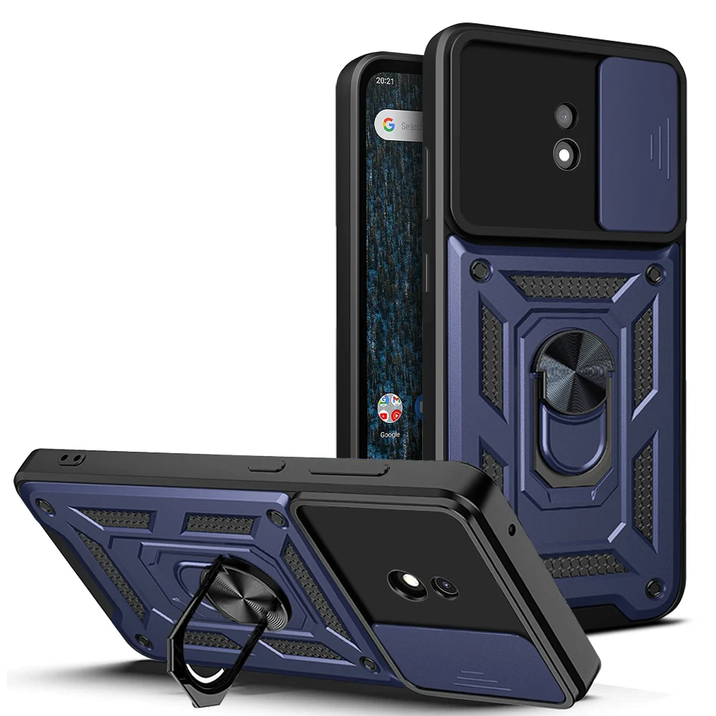 Metal Ring Slide Camera Protection Armor Magnetic Back Cover Case for Nokia C1 Plus