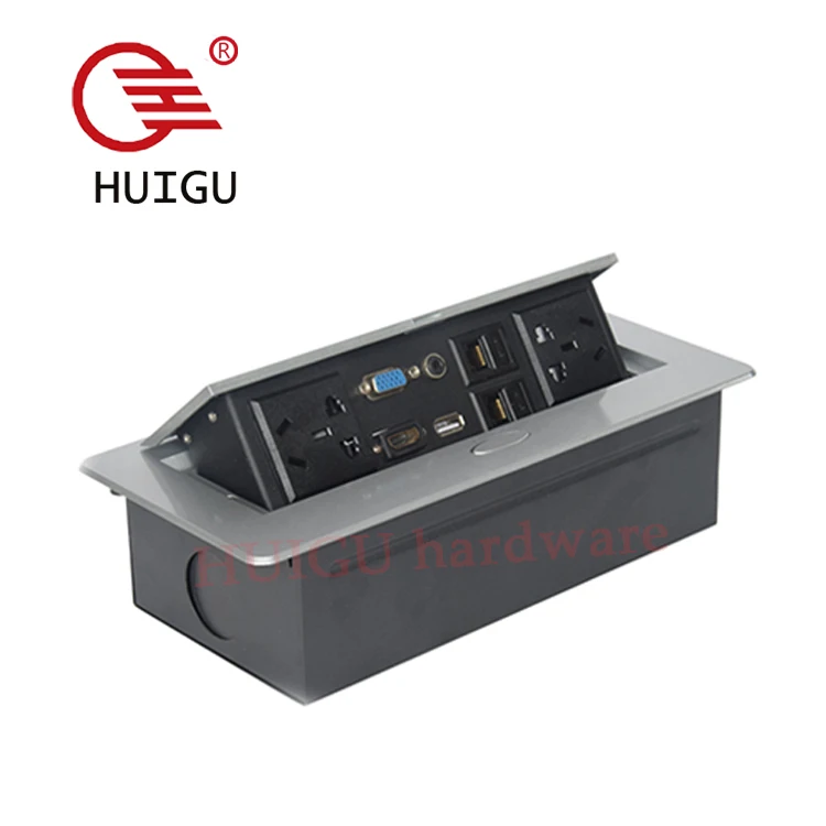 Conference Table Connectivity Box Multimedia Tabletop Hidden Pop up Power Waterproof Socket and Plug Box Furniture Hardware