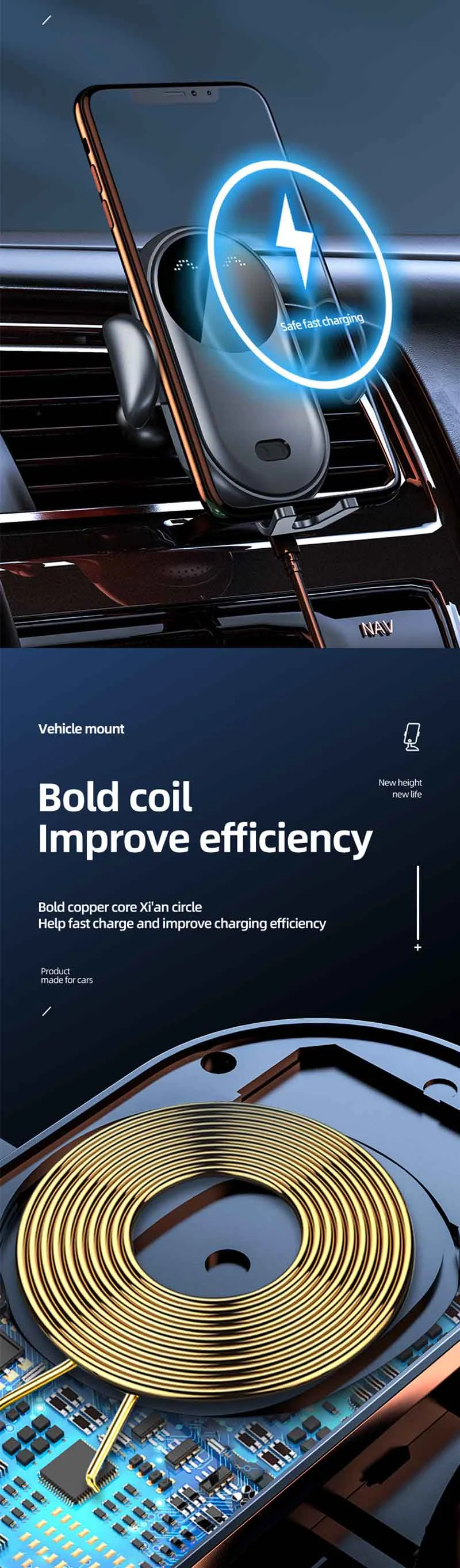 New Smart Infrared Sensor Car Wireless Charger Magic Clip S11 Car