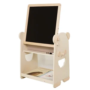 Multi-functional Cream Panda Blackboard Bookshelf Manufacturer Direct Sale Solid Wood Educational Toys for Kids Boys Girls