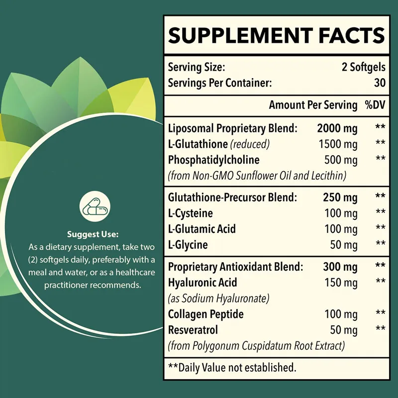 Private Logo GELule De Glutathion 3000mg Softgel  Reduced Glutathione Gellule Glutathion Pills for Whitening Health and Beauty