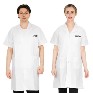 Wholesale Short Sleeve Doctor Medical Lab  Coat Pharmacy Pet Shop Beauty Workwear Hospital Uniforms White Lab Coats