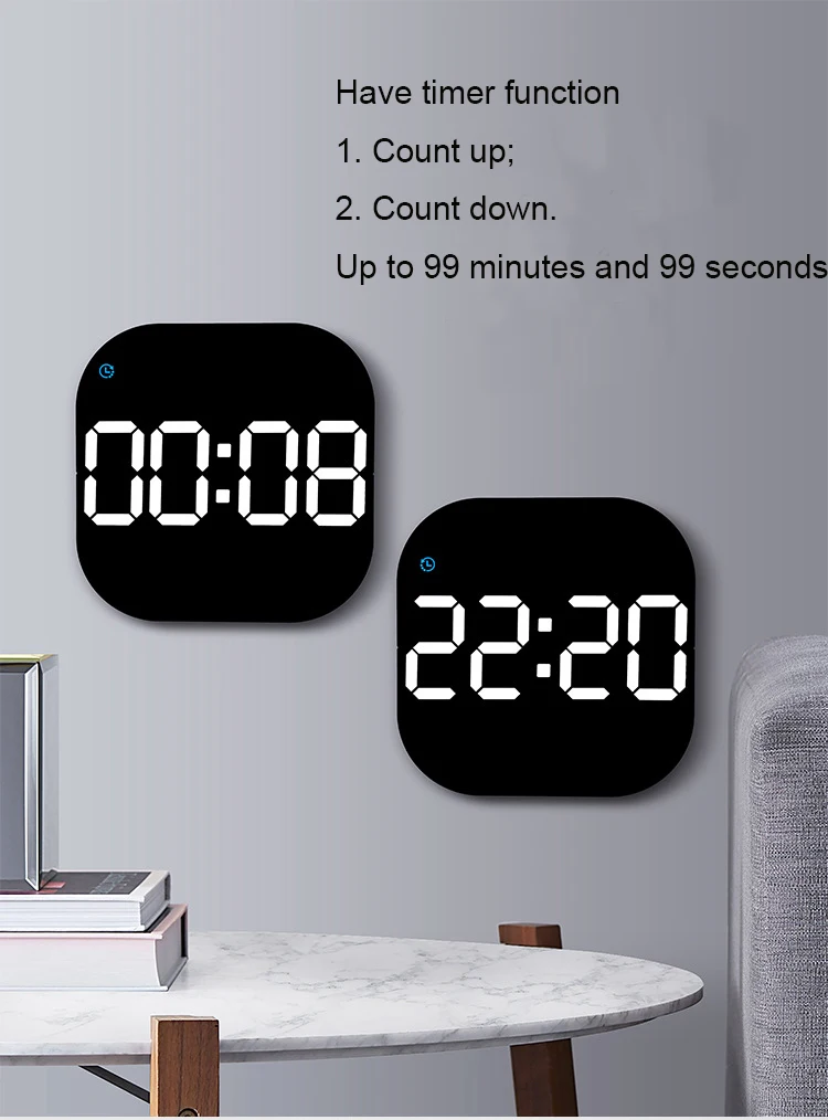 Multifunctional Large Screen Square Led Wall Clock Remote Control ...