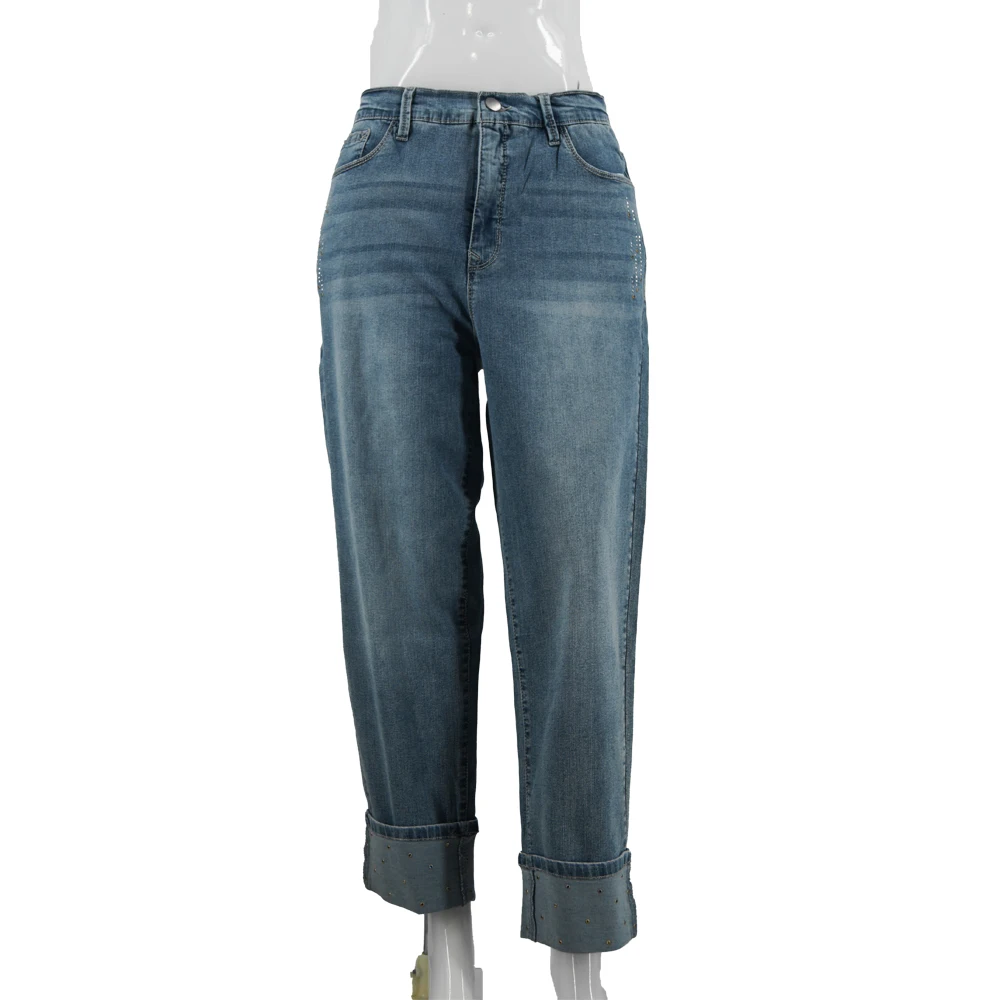 Gemstone decoration Women's Jeans Trendy Loose Denim Pants Casual Plus Size Trousers