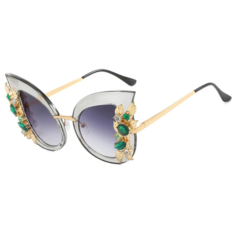 Occhiali da Sole di Lusso a Occhio di Gatto Neri con Diamanti 2024 da Uomo  Oversize alla Moda con Montatura Grande a Farfalla in Metallo e Lenti