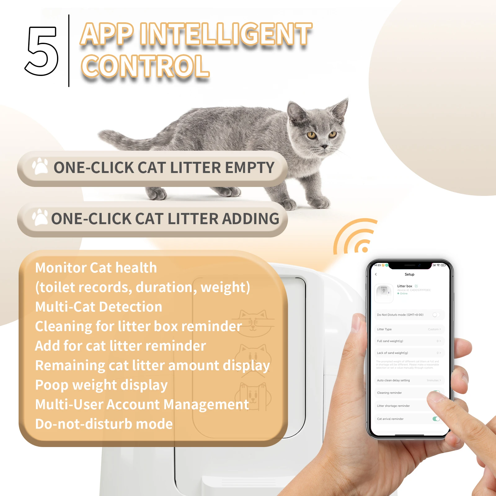 2023 New Design Intelligent Auto Cat Toilet White Smart Selfcleaning