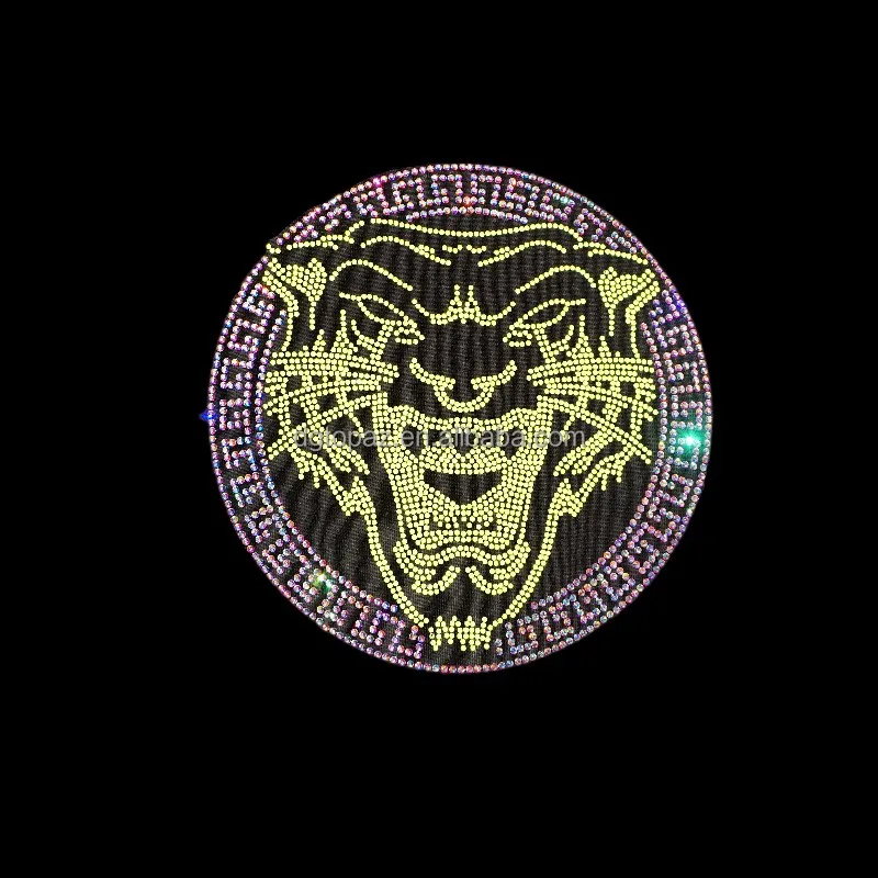 Free sample Ready tiger design iron on wholesale rhinestone template heat transfer