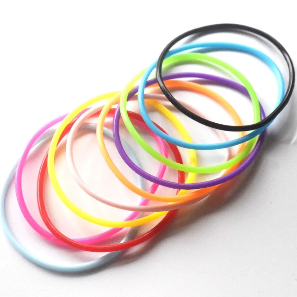 Retro Thin Soft Silicone Rubber En Stretch Jelly Party Gift Assorted Soft Hair Tie or Hand Wristband Bangle Bracelet Jewelry