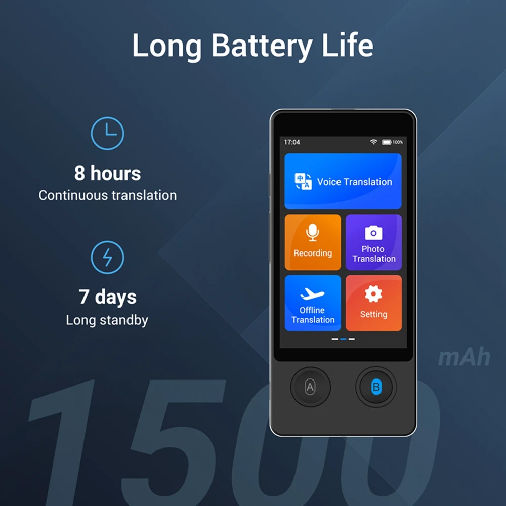 Wooask W12 言語翻訳機 ポータブル 双方向音声翻訳デバイス 144言語