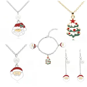 2021 Christmas Collection Jewelry Set Santa Claus Christmas Tree Necklace Bracelet All-match Set Wholesale