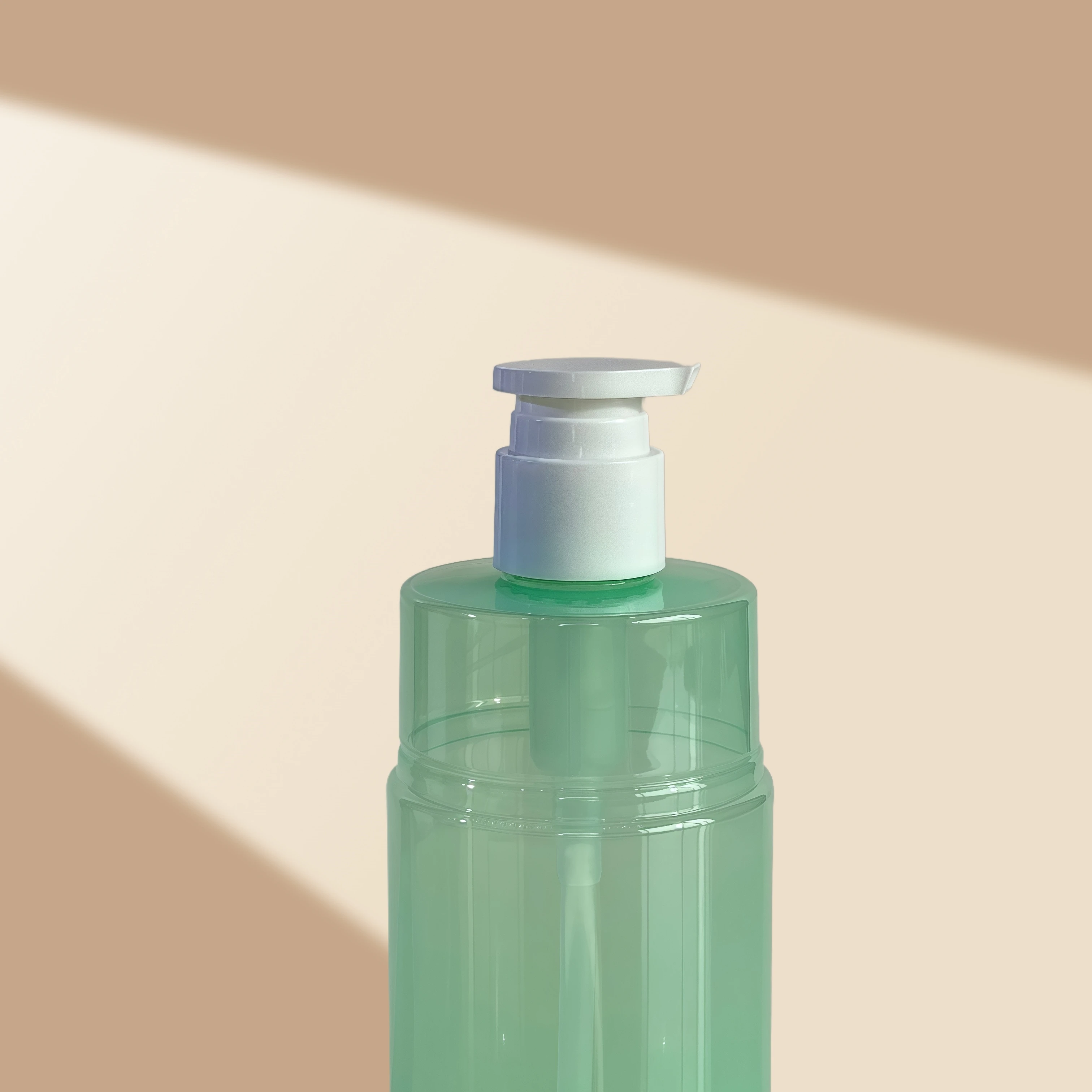 300ml Capacity Transparent Green PET Pump Dispenser Bottle for Cosmetic Lotion with Custom Logo