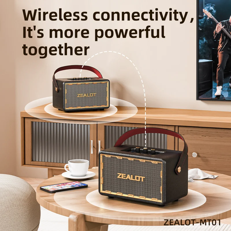 ZEALOT MT01 60W Retro Portable Speaker - Waterproof & Wireless