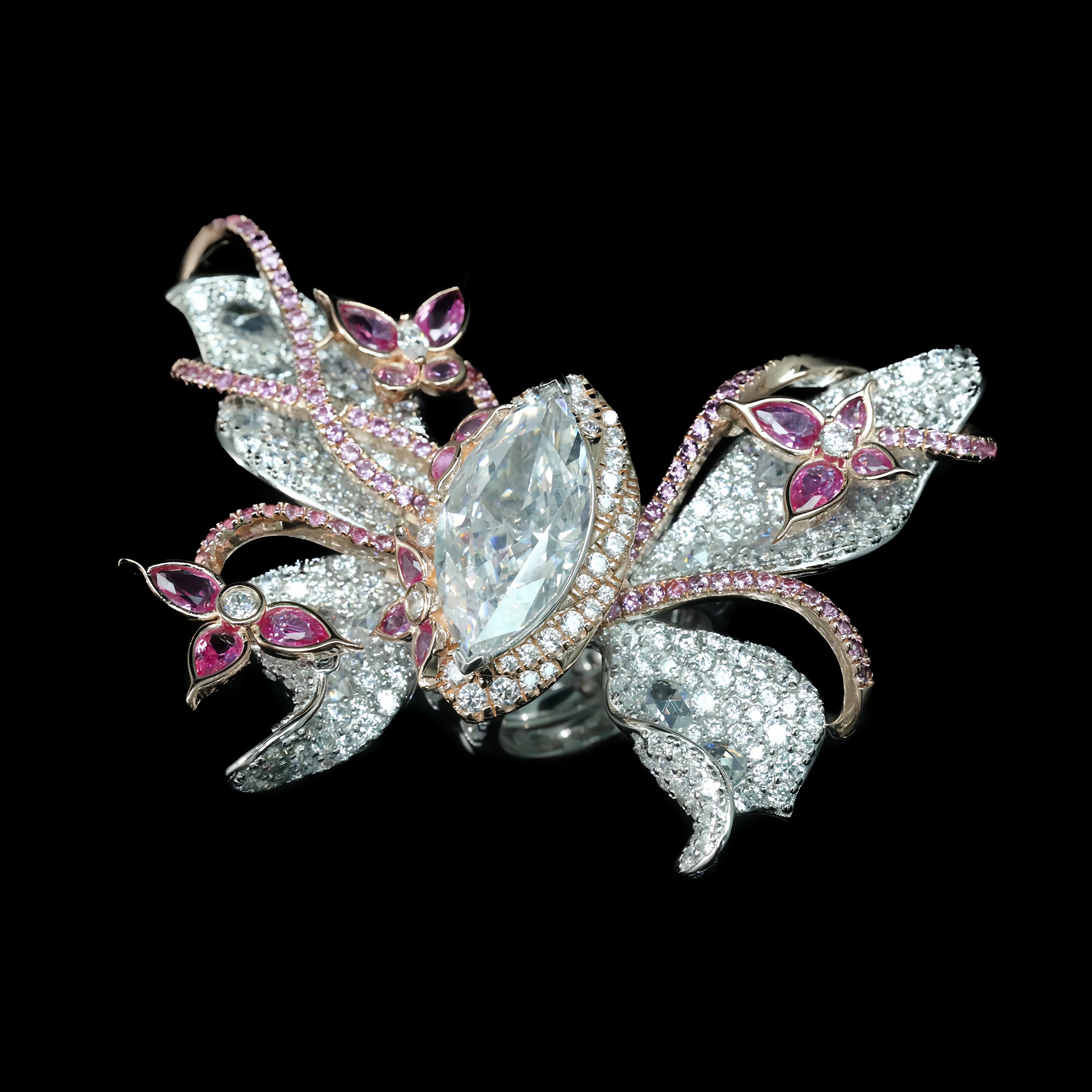 MUSHAN Jewelry Factory Luxury 5A High Carbon Diamond 3D Butterfly Ring 925 Sterling Silver Promise Engagement Wedding Rings Set