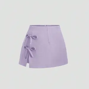 Spring and Summer Women's 2026 New Fashion Bow Casual Woven Mini Skirt Retro Empire Waist Elegant