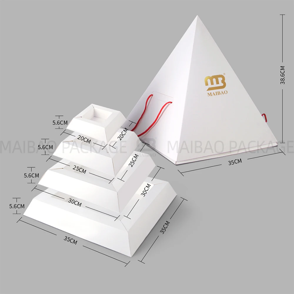New Custom Eco Arabic Style Pyramid Shape Food Box Takeout Snack Sweet Bakery Dessert Pastry Basbousa Pyramidal Box Packaging
