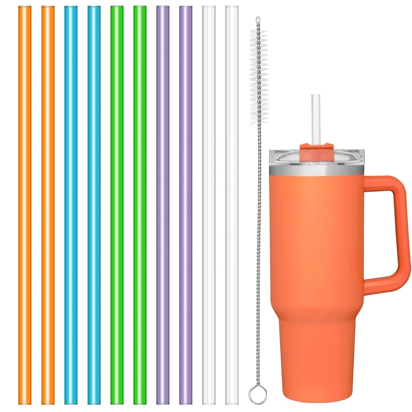 10mm Hard Plastic Straws 12in Replacement Straws Reusable For Stanley ...