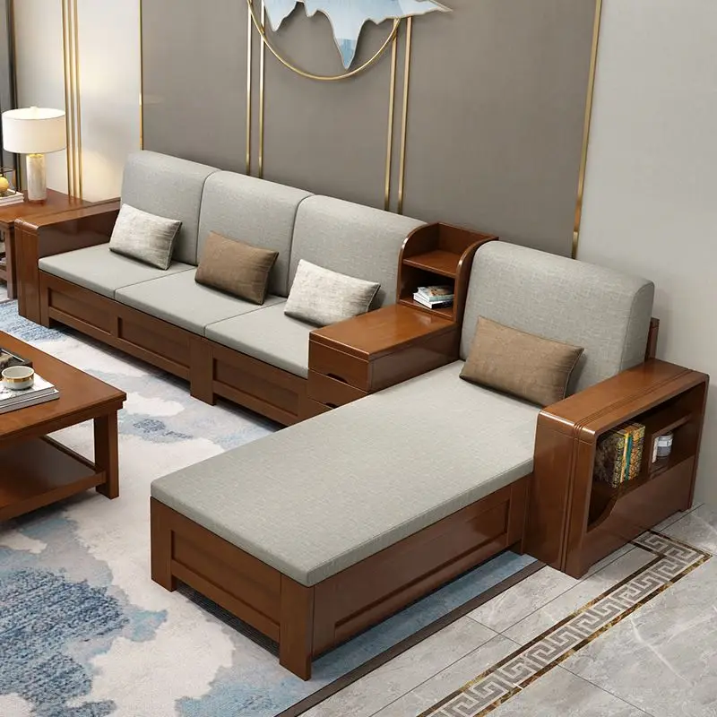 Nordic Simple and Modern Design of the Size of the Living Room Furniture Combination Set Solid Wood Sofa