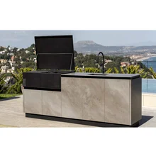 2025 Outdoor BBQ Storage Cabinet Creamy Color Sintered StoneOutdoor Grill Cabinet for Sale