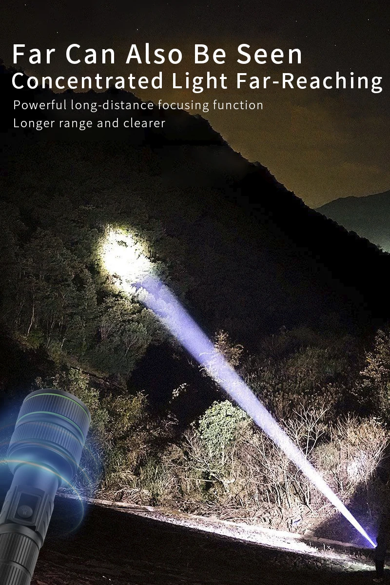 product high lumens power bank usb rechargeable zoomable led waterproof long range powerful led torches light tactical flashlights-19