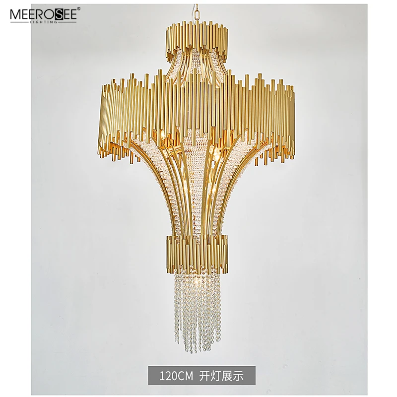 Meerosee Crystal Lamp in Grand Luxury Hotel Hall Lobby Chandelier Modern Uplight Glass Chandelier Lamp MD86802